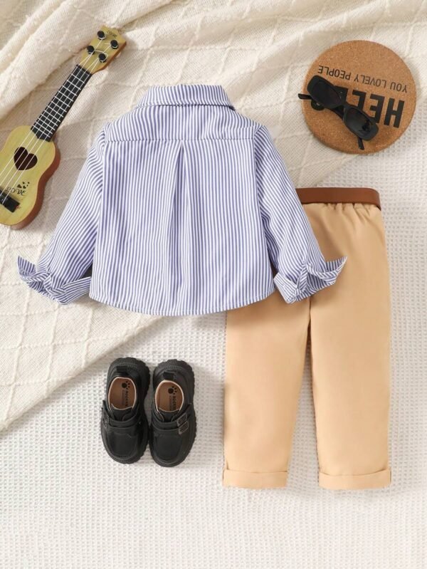2 piezas Conjunto de ropa cálida con bordado de caballo para bebés - Imagen 3