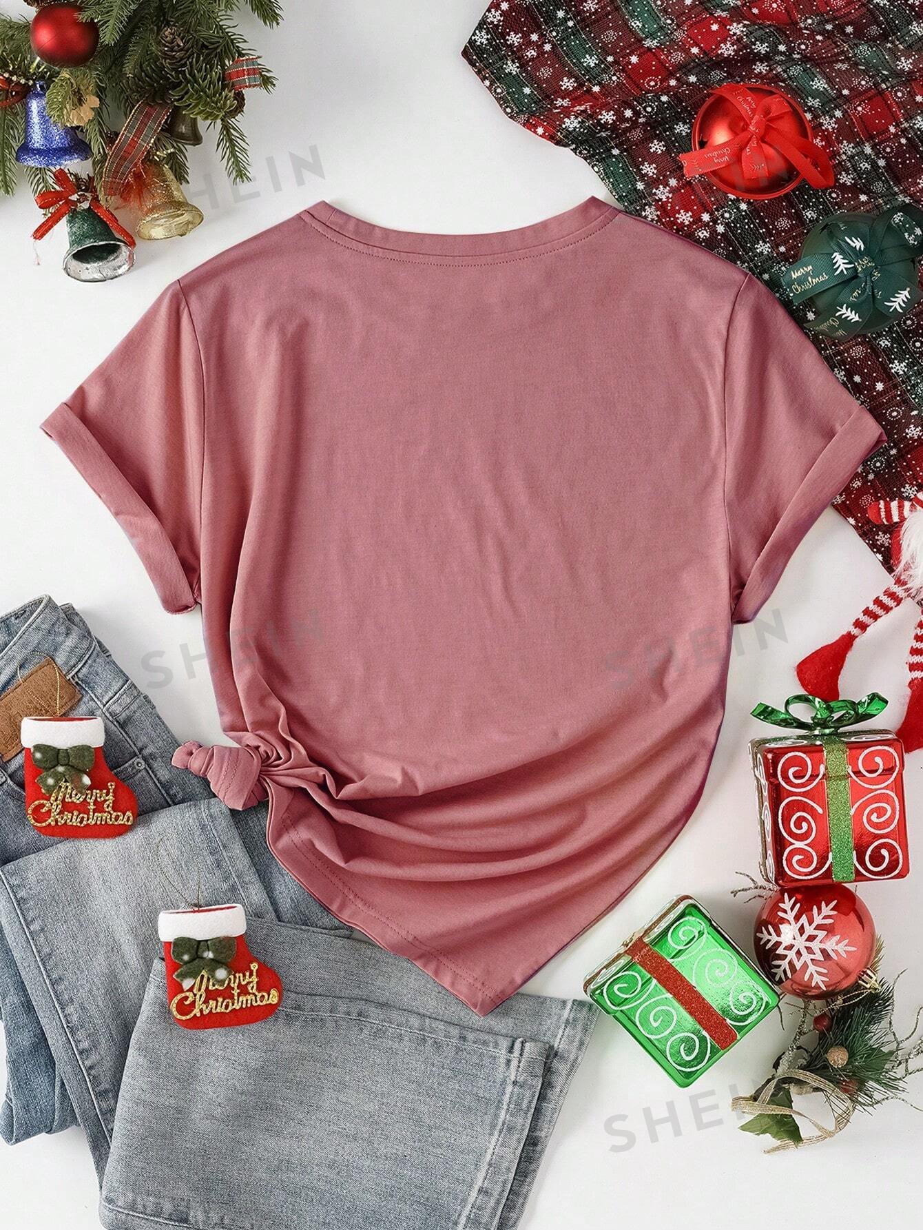 Camiseta cuello redondo manga corta con estampado para mujer - Imagen 3