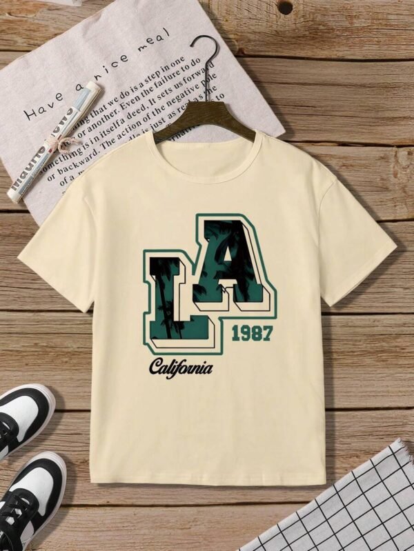 Camiseta de manga corta color albaricoque de verano informal nueva para niño