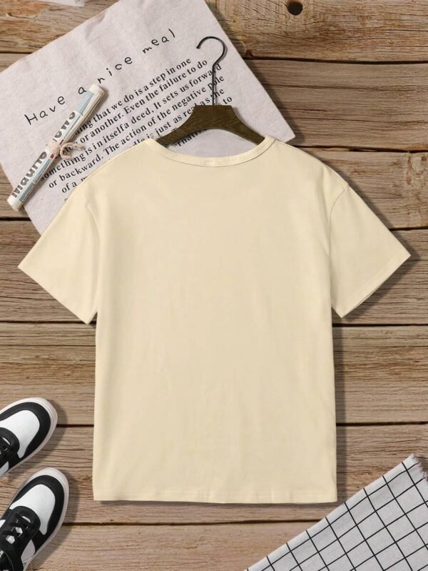 Camiseta de manga corta color albaricoque de verano informal nueva para niño - Imagen 3