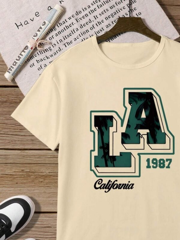 Camiseta de manga corta color albaricoque de verano informal nueva para niño - Imagen 2