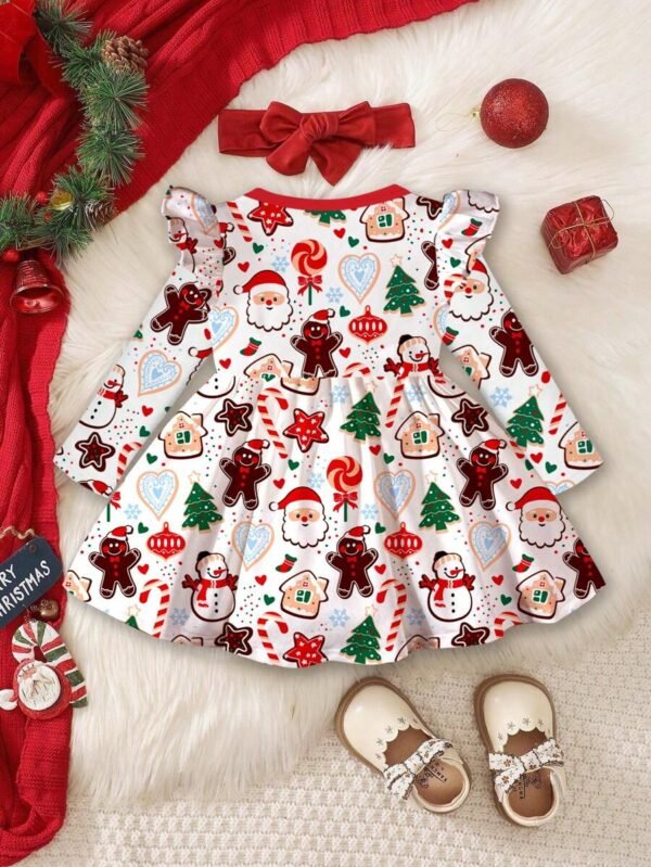 Vestido de Navidad de manga larga para bebés y niñas con estampados adorables - Imagen 2