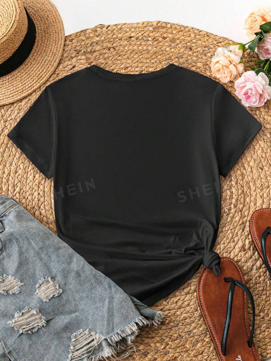 Camiseta gráfica de mujer con cuello redondo - Imagen 2