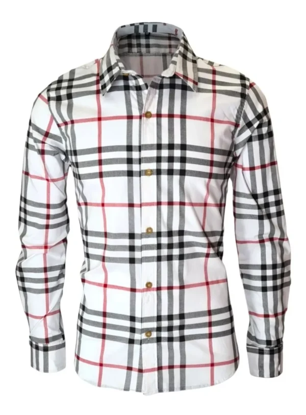 Camisa Cuadro Casual Slim Fit, Caballero Manga Larga