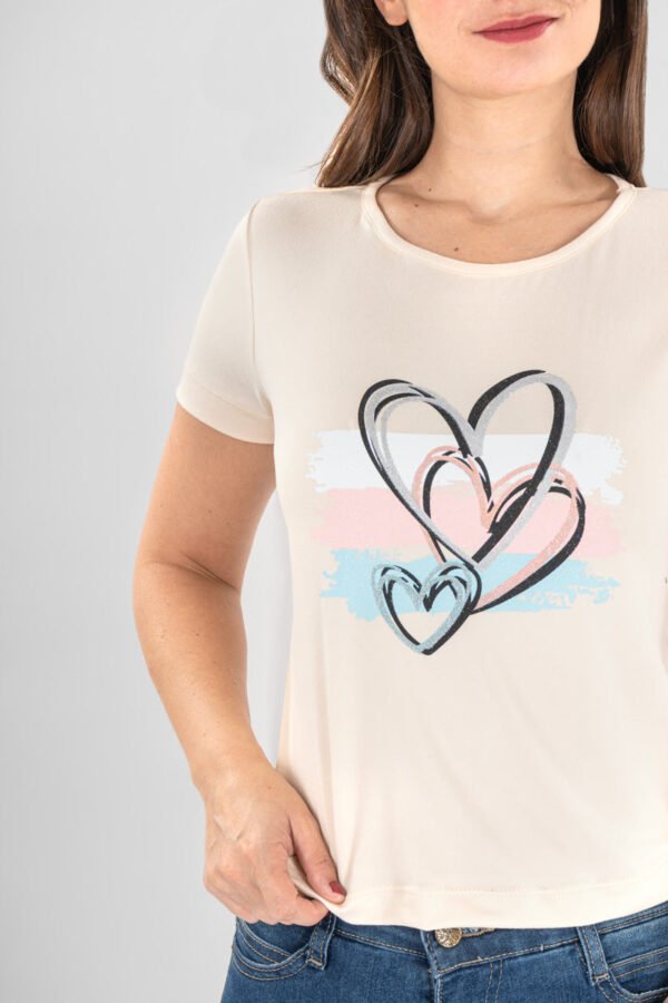 Camiseta manga corta estampado de corazón - Imagen 2