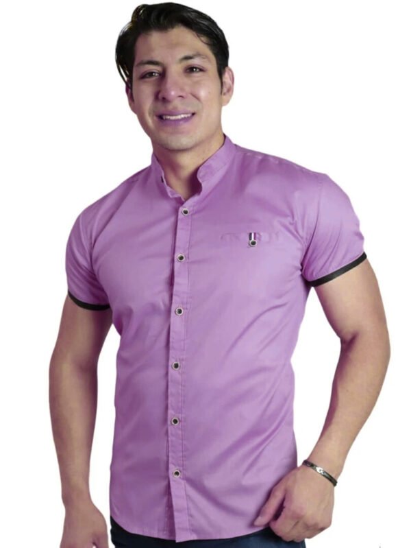 Camisa Manga Corta Slim Fit Para Hombre Casual Vestir