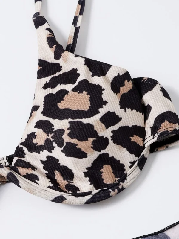 Conjunto de bikini con soporte y estampado de leopardo - Imagen 3