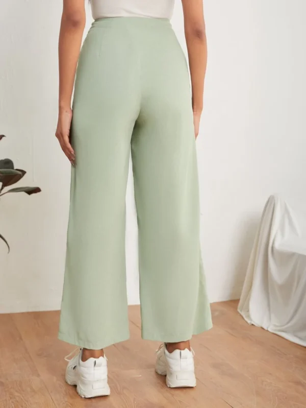Pantalones de pierna ancha cremallera unicolor - Imagen 2