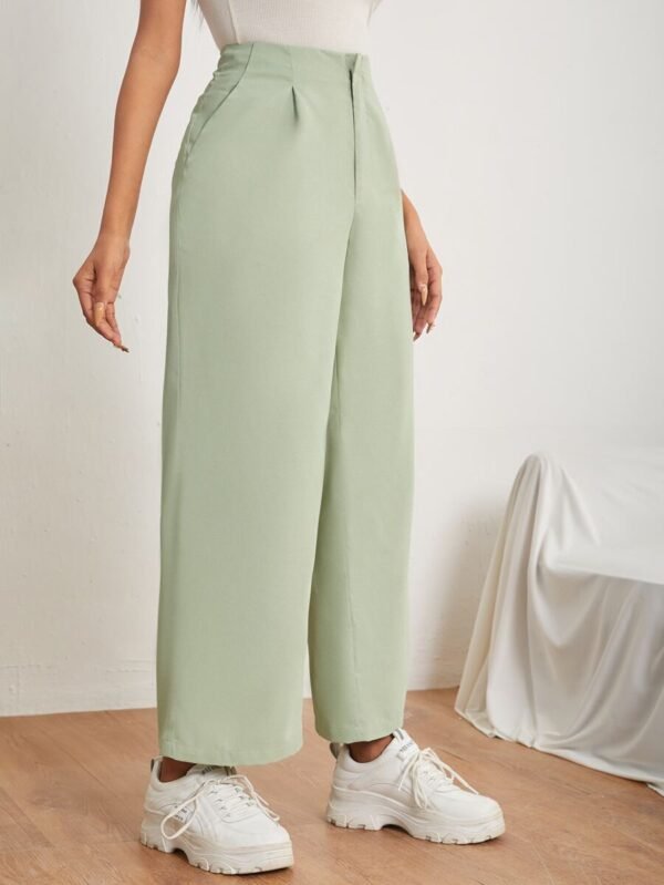 Pantalones de pierna ancha cremallera unicolor - Imagen 3