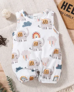 Bebé niño Mono tank con estampado de elefante & de nube