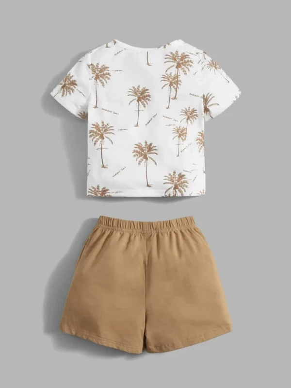 Bebé niño Shorts con camiseta con estampado tropical & de letra - Imagen 2