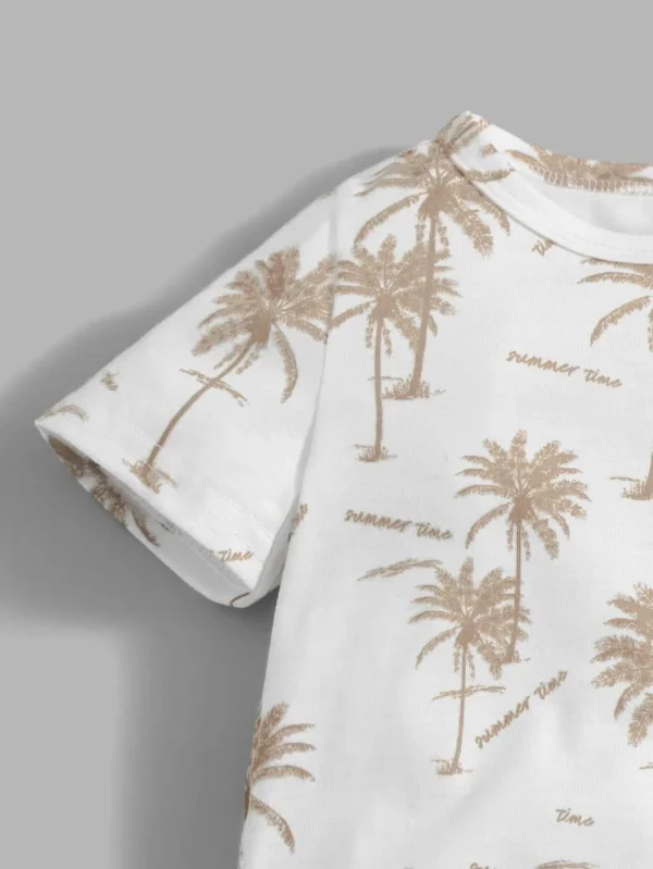 Bebé niño Shorts con camiseta con estampado tropical & de letra - Imagen 3
