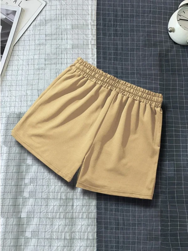 Shorts con estampado de letra de cintura con cordón - Imagen 2