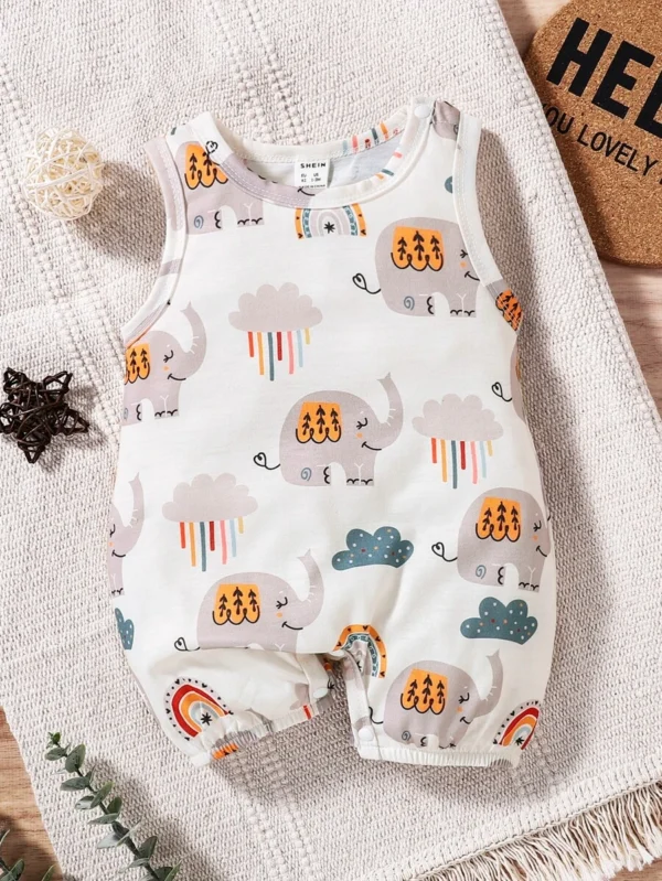Bebé niño Mono tank con estampado de elefante & de nube