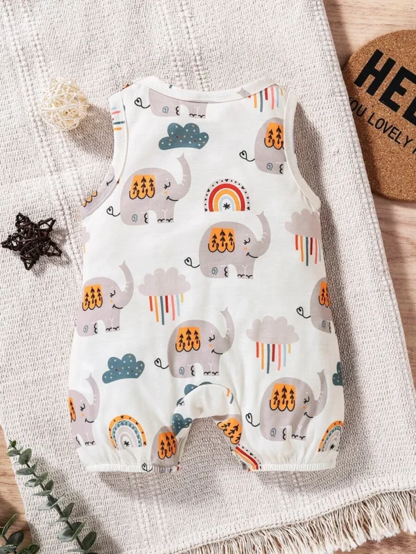 Bebé niño Mono tank con estampado de elefante & de nube - Imagen 2