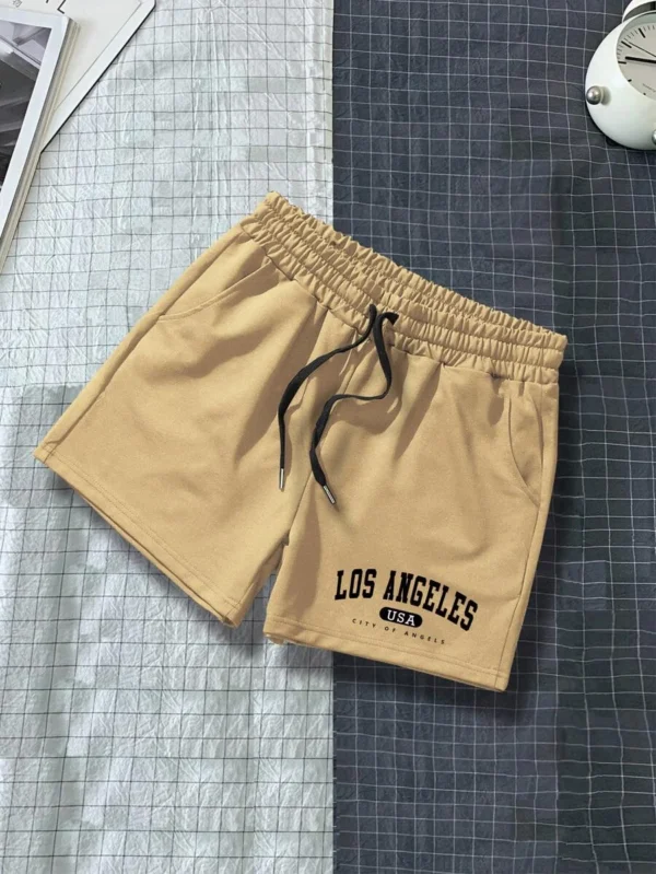 Shorts con estampado de letra de cintura con cordón