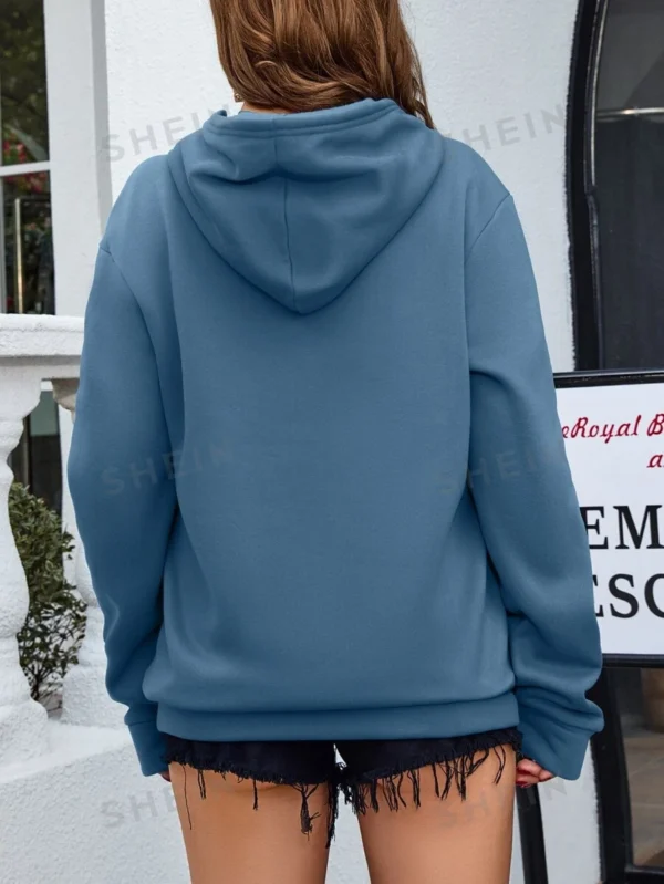 Sudadera con capucha con bolsillo canguro y cordón para mujer - Imagen 3