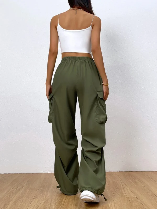 Pantalones De Carga Con Dobladillo Con Cordón Y Bolsillo Con Solapa - Imagen 2