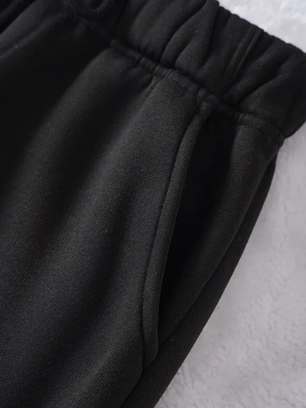 Pantalones deportivos con estampado de letra de cintura con cordón - Imagen 3