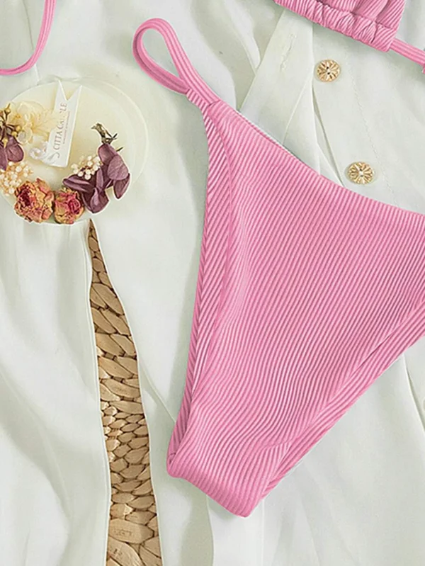 Bikini Triangular Con Cuello Halter Y Canalé - Imagen 3