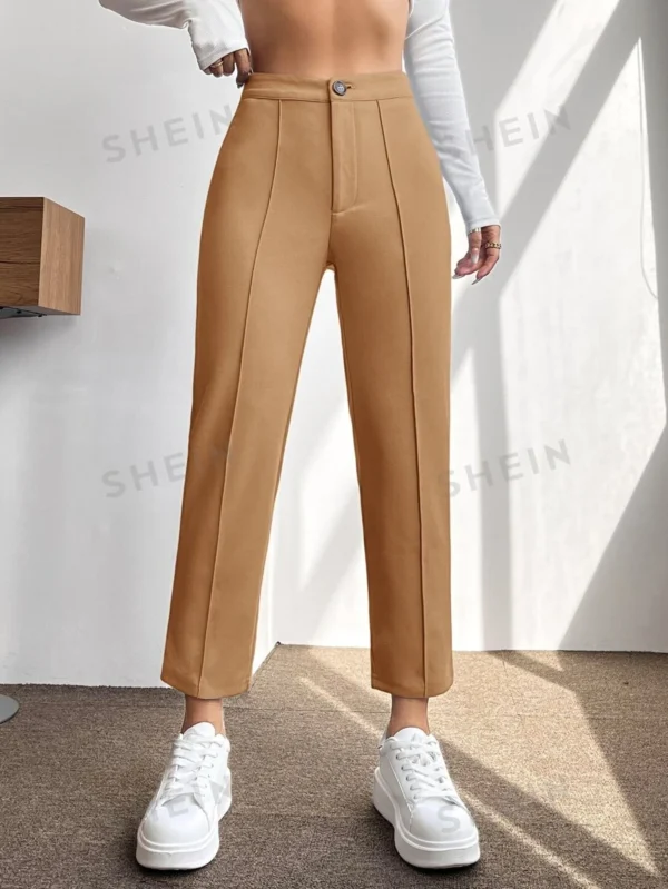 Pantalones Con Pliegues Prensados Y Ajuste Cónico
