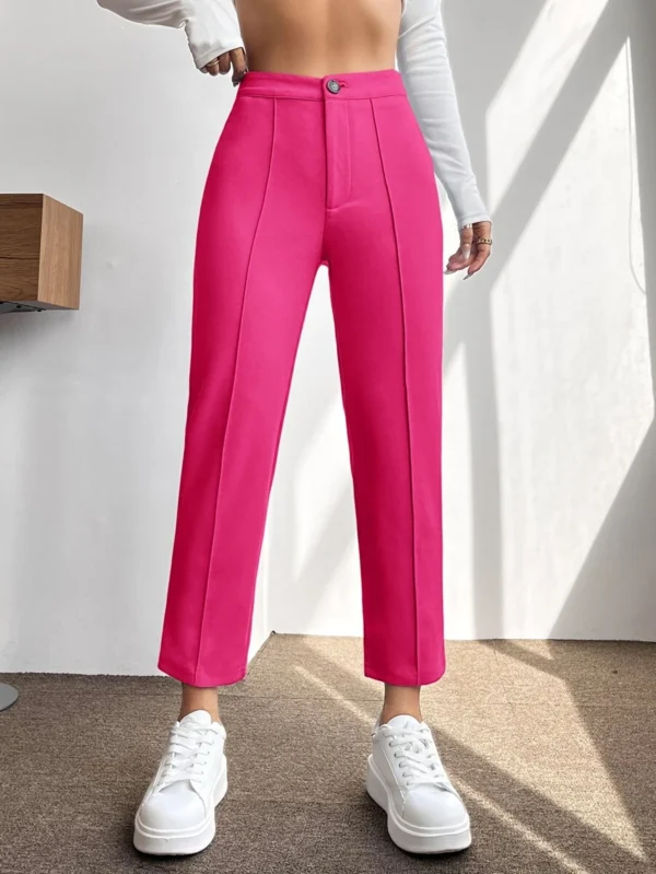 Pantalones cónicos de talle alto pliegue de prensa