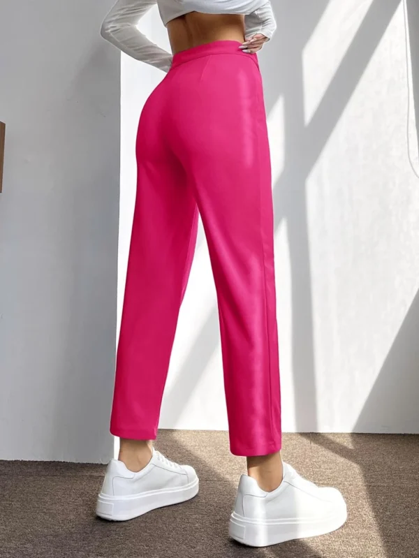 Pantalones cónicos de talle alto pliegue de prensa - Imagen 2