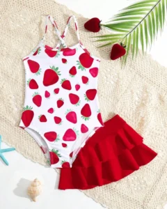 Juego De Traje De Baño De Una Pieza Con Falda