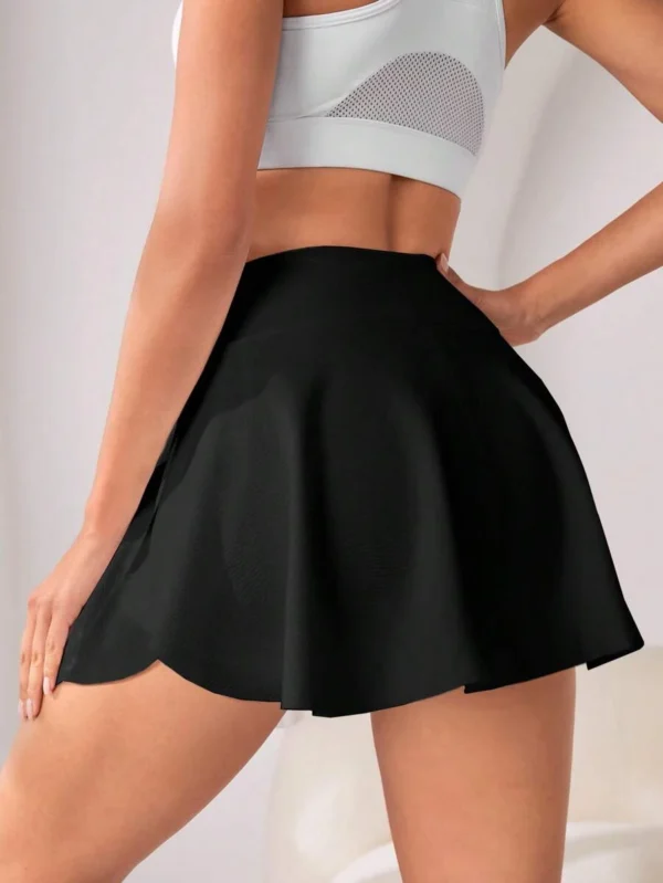 Falda pantalón deportiva de cintura alta sólida con bolsillo para teléfono - Imagen 2