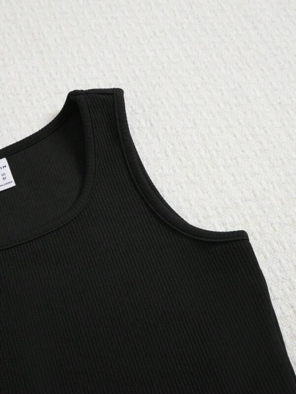 Camiseta Sin Mangas Sólida Y Pantalones Cortos Con Cordón - Imagen 3