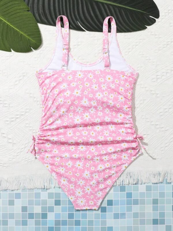 Bañador una pieza con estampado floral fruncido con nudo lateral - Imagen 2