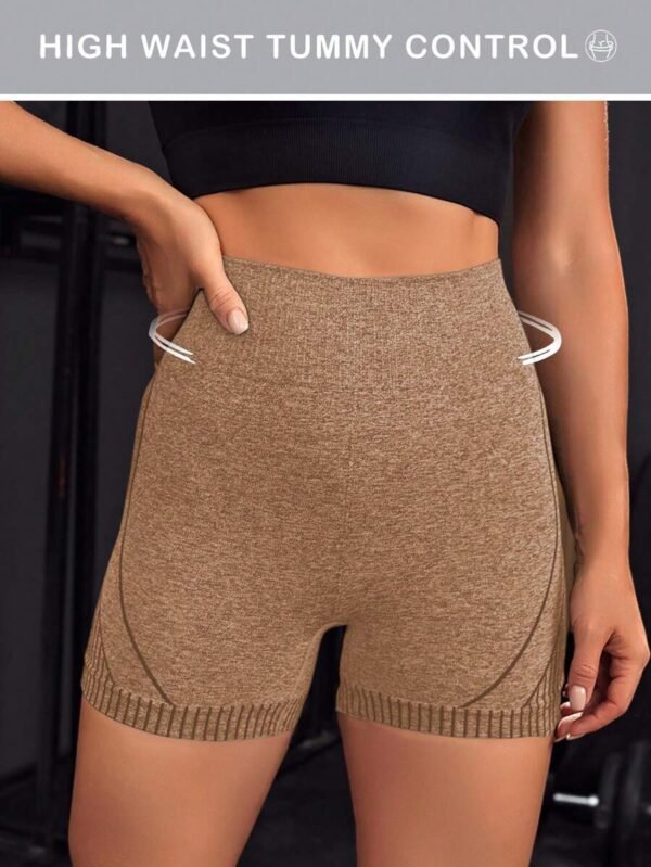 Shorts deportivos de rayas lado de talle alto inconsútil - Imagen 2