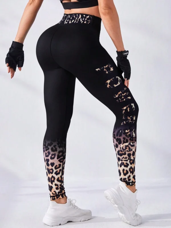 Leggings deportivos con estampado de leopardo de cintura ancha - Imagen 2