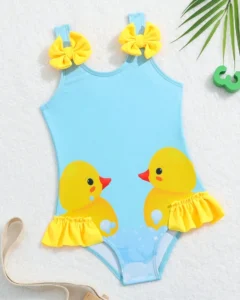 Traje De Baño De Una Pieza Para Bebé Niña Con Estampado De Dibujos Animados