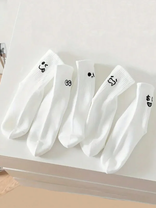 5 Pares De Calcetines Blancos Divertidos - Imagen 3
