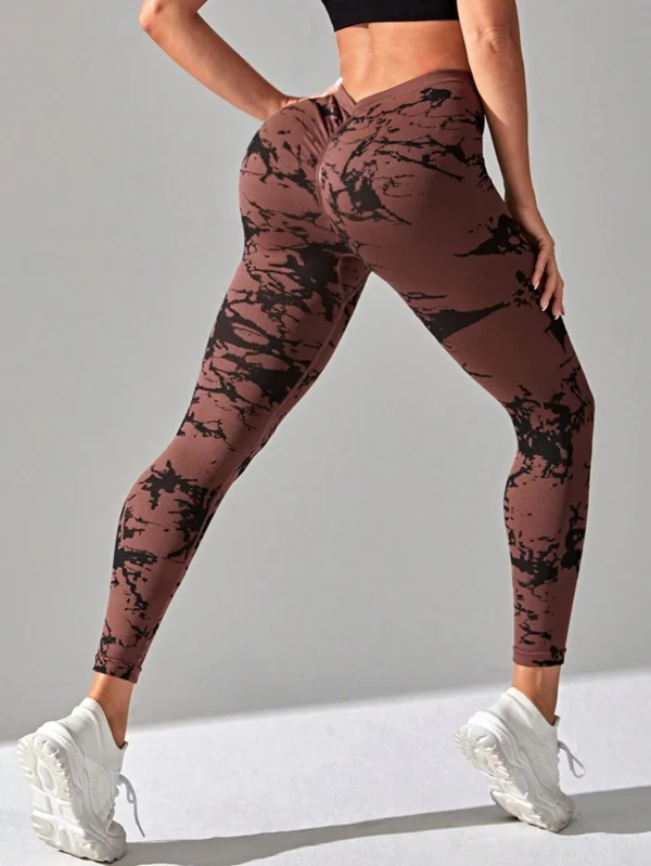 Leggings deportivos de tie dye de cintura ancha