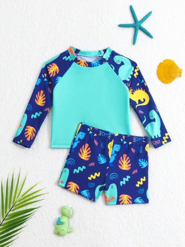 Set De Traje De Baño Con Parche Y Estampado De Plantas