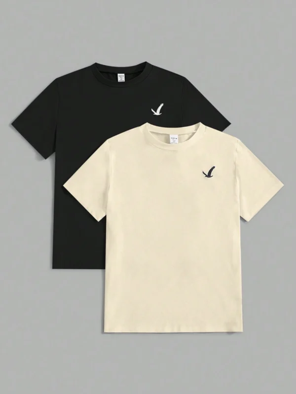 Camiseta De Manga Corta De Bordado De Pájaros