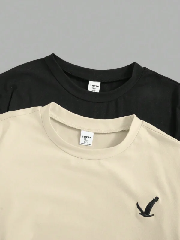 Camiseta De Manga Corta De Bordado De Pájaros - Imagen 3