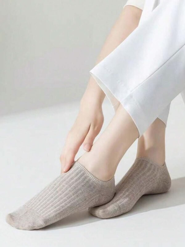 5 pares de calcetines cortos para mujer, sólidos y transpirables - Imagen 3
