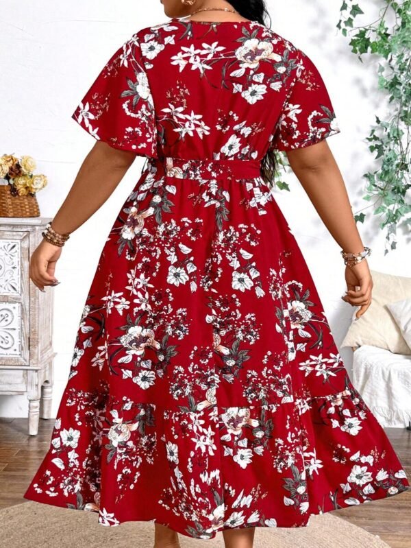 Vestido largo de verano con estampado floral y volante en la baja - Imagen 2