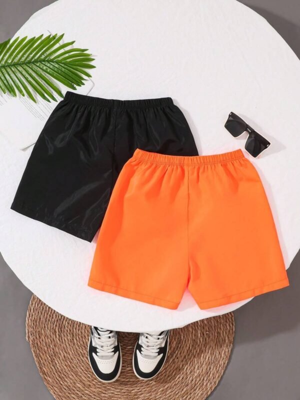 Shorts de playa tejidos sólidos informal - Imagen 2