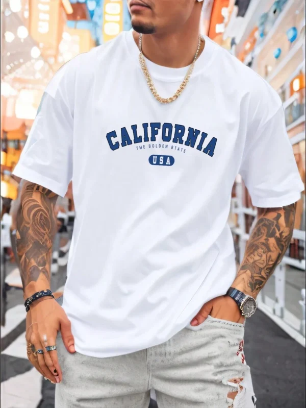 Camiseta casual de manga corta para hombre con cuello redondo