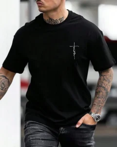 Camiseta informal de verano para hombre de manga corta con estampado de letras