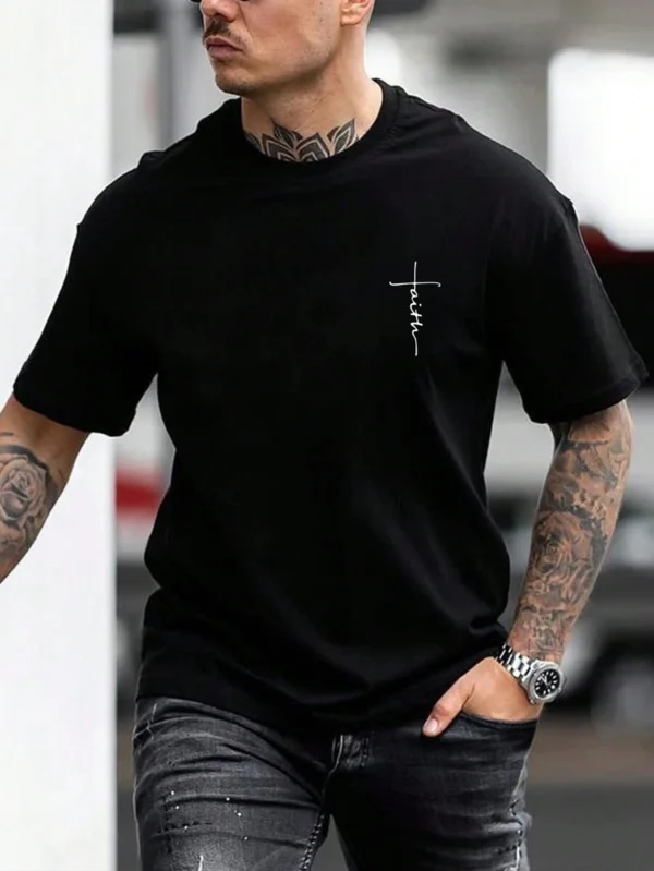 Camiseta informal de verano para hombre de manga corta con estampado de letras