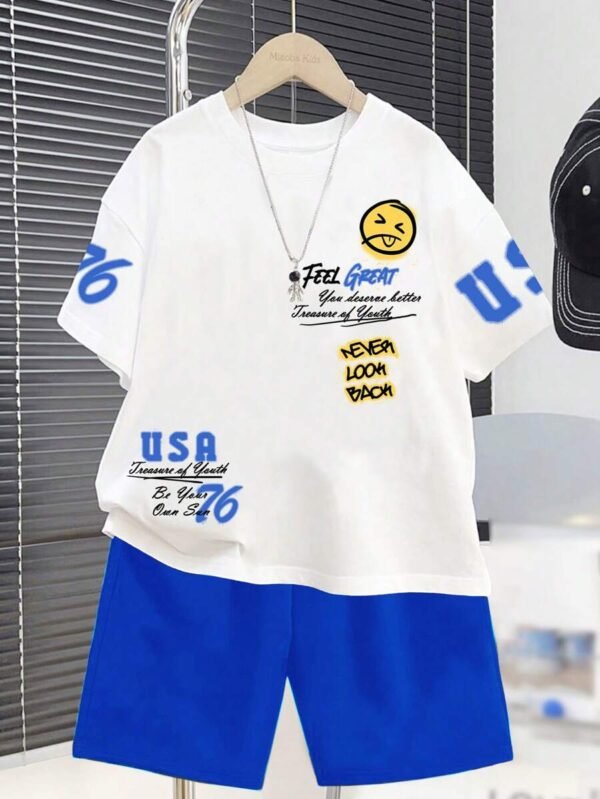 Camiseta blanca de manga corta con estampado informal de letras en inglés