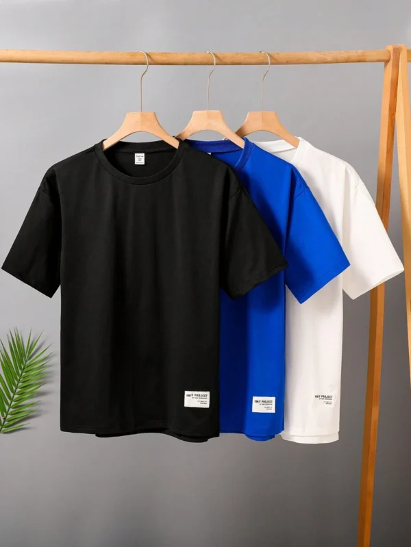 Camiseta casual de manga corta y cuello redondo con estampado de letras