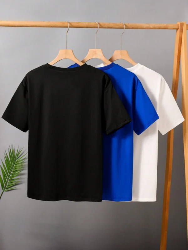 Camiseta casual de manga corta y cuello redondo con estampado de letras - Imagen 2