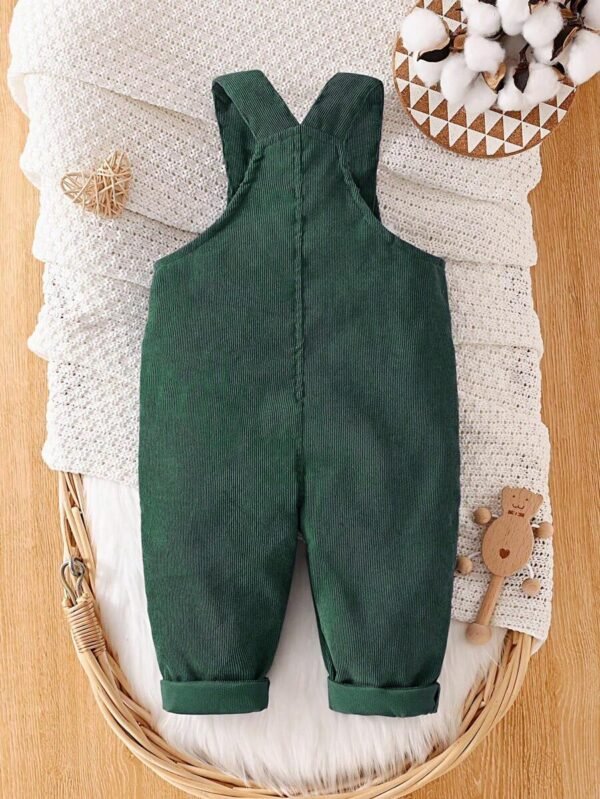 Pantalones de peto informales con bolsillos cargo de unicolor - Imagen 2