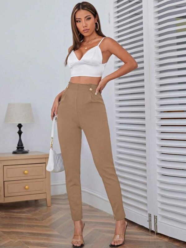 Pantalones cónicos casuales de mujer con botones decorativos - Imagen 3